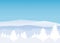 Winter landscape, minimal style. Horizon, panorama, snow-covered trees. Ate, pine. Vector, illustration, isolated