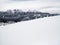 Winter landscape with mountain peaks covered in snow. Beautiful view with Bucegi Mountains part of the Carpathian Mountains, in