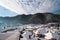 Winter landscape with mountain villages