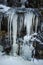 Winter landscape in the mountains with icicles