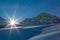 Winter landscape near Arosa, sunrise, Schiesshorn mountain