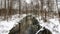 winter landscape. non-freezing narrow forest river with snowy banks