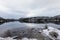 Winter landscape, open water in the lake, South part of Norway