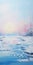 Winter Landscape Painting: Pink And Blue Sky With Soft Edges And Atmospheric Effects