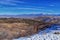 Winter Landscape panorama Oquirrh and Wasatch mountain views from Yellow Fork Canyon County Park Rose Canyon rim hiking trail by R