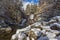 Winter Landscape of Popina Laka waterfall near town of Sandanski, Pirin Mountain, Bulgaria