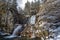 Winter Landscape of Popina Laka waterfall near town of Sandanski, Pirin Mountain, Bulgaria