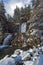 Winter Landscape of Popina Laka waterfall near town of Sandanski, Pirin Mountain, Bulgaria