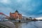 Winter landscape of Prague city and Vltava river in Czech Republic