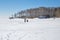 Winter landscape on the river. Siberia, Russia