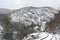 Winter landscape of rivers and railways in winter