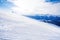 Winter landscape of ski-track and Caucasus hills