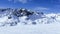 Winter landscape with skiing slopes in Zurs, Alps, Austria .