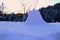 Winter landscape,sky with long shadows,Pine trees covered with snow.Beautiful winter panorama - Image