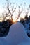 Winter landscape,sky with long shadows,Pine trees covered with snow.Beautiful winter panorama - Image