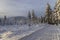 Winter landscape with Snezka, Giant Mountains (Krkonose), Northern Bohemia, Czech Republic