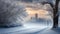 Winter landscape with snow. Beautiful christmas panorama with fresh powder snow