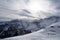 Winter landscape of snowcapped Swiss Alps in tectonic arena Sardona.