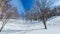 Winter landscape in the snowy tree lined mountains of Sapporo, Hokkaido.