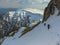 A winter landscape of a spectacular trail in Bucegi Mountains, Romania