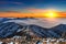 Winter landscape with sunset and foggy in Deogyusan mountains.