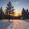 Winter landscape on a sunset. Mountains Carpathians, Ukraine made with Generative AI