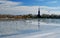 Winter landscape on the Tabacarie Lake in Constanta, Romania