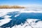 Winter landscape - track on a frozen river