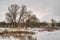 Winter landscape in Ukrainian rural area