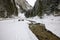 Winter landscape in Zarnesti Gorges The Precipice of Zarnesti