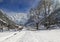 Winter landscapes of Swat valley with snowy mountains in Khyber Pakhtunkhwa Pakistan