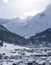 Winter luxury village wooden chalet Austria ski resort