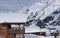 Winter luxury wooden chalet terrace Austria ski resort