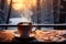 Winter magic morning coffee adds warmth to the enchanting winter morning