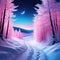 Winter magic wonderland with pink Christmas art