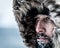 Winter man close up portrait high quality photo