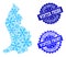 Winter Map of Liechtenstein and Winter Fresh and Frost Grunge Stamps
