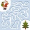 Winter maze game, Santa Claus and Christmas tree