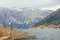 Winter Mediterranean landscape. Montenegro,  Adriatic Sea, Bay of Kotor, Stoliv. Perast town in distance