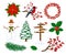 Winter Merry Christmas and Happy New Year Objects Decoration Elements Items set