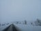Winter minimalist landscape snow storm road