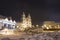 Winter Minsk at night. Cathedral of the Holy Spirit - main Orthodox church of Minsk. Minsk, Belarus.