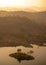 Winter mist forest area covered with fog at badi lake, Udaipur, India