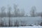 Winter mist rises over frozen water in Eastern Washington State