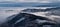 Winter misty Beskids mountains panorama