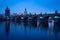 Winter moody atmosphere in Prague. The famous Charles Bridge.