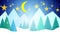 Winter moon landscape stars snow mountains with paper Merry Christmas Happy New Year