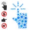 Winter Mosaic Finger Click Icon with Snow