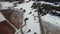 Winter mountain and hillside landscape, drone aerial view with snow, patterns, shapes and trees