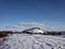 Winter mountain landscape and blue sky